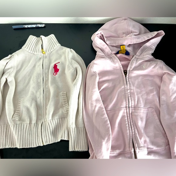 Polo Ralph Lauren Other - Ralph Lauren POLO Pink and Cream Kids Hoodies 5/6 girls zip up pull over